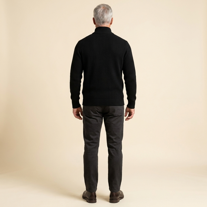 Cardigan Homme Zippé à Col Montant avec Poches Latérales