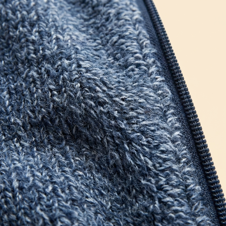 Maglione da uomo con mezza cerniera, collo rialzato, lavorazione a maglia calda e vestibilità aderente