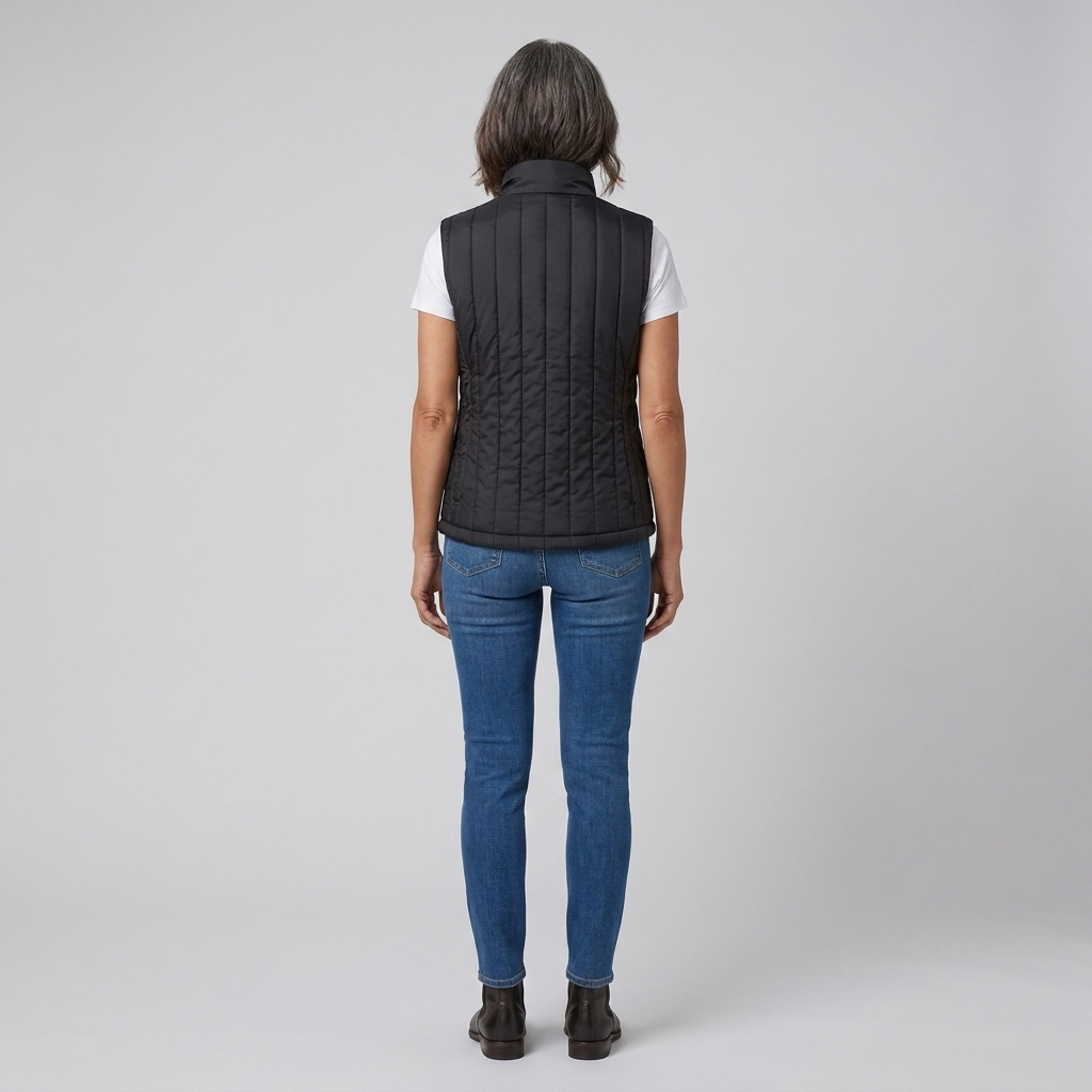 Gilet riscaldato da donna con USB, senza maniche, collo alto e temperatura regolabile