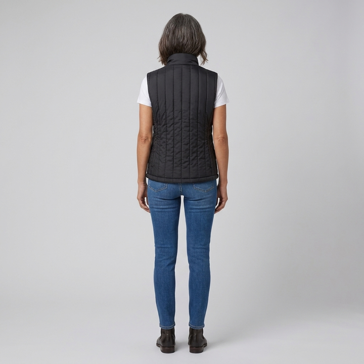 Gilet riscaldato da donna con USB, senza maniche, collo alto e temperatura regolabile