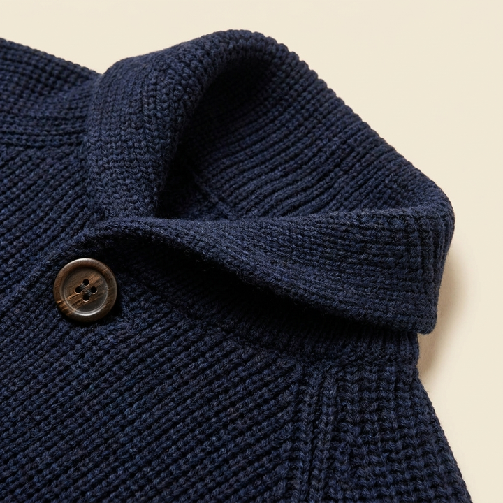 Men's Ribbed Knit Vest with Shawl Collar and Button Closure