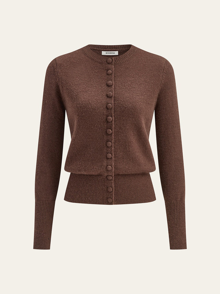 Cardigan Femme Court Ajusté Avec Boutons Décoratifs