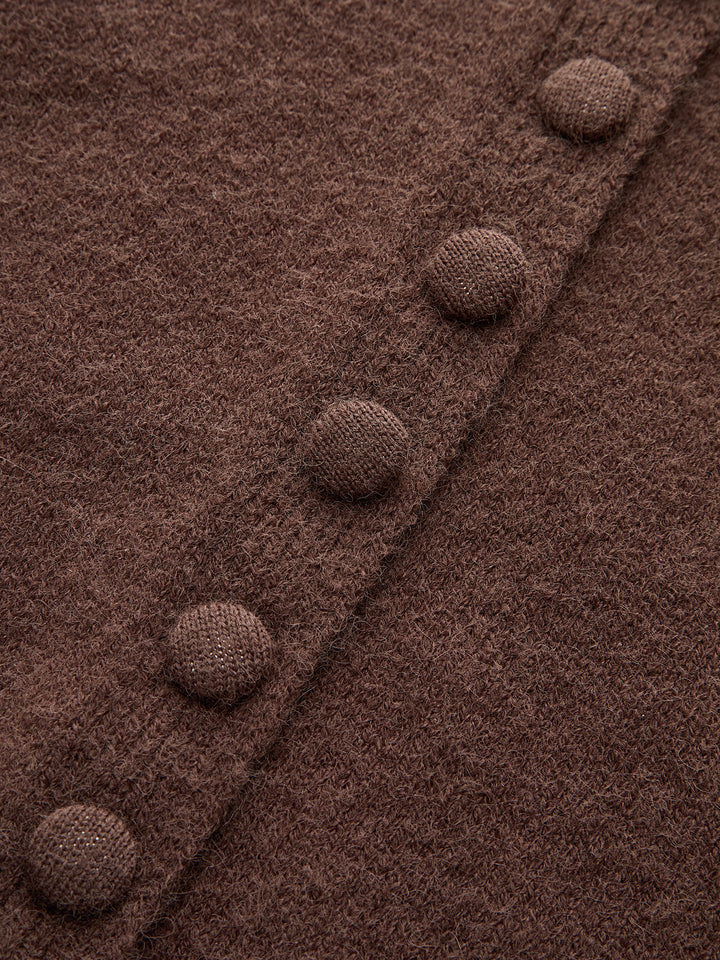 Cardigan Femme Court Ajusté Avec Boutons Décoratifs