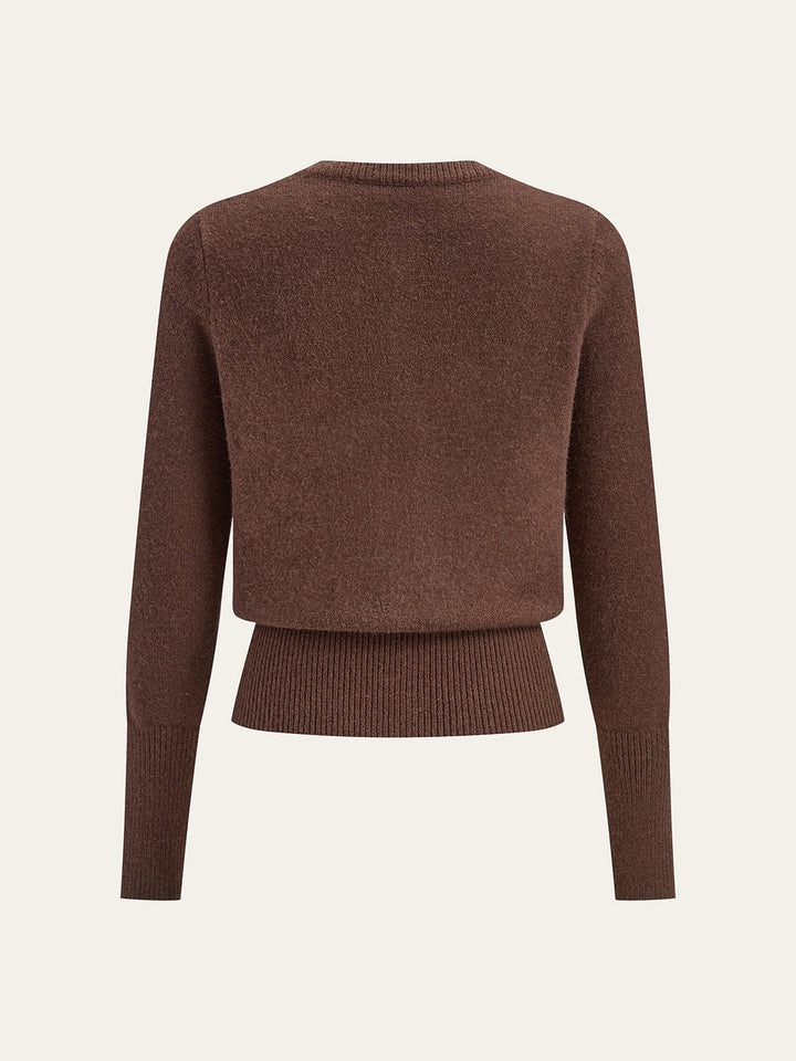Cardigan Femme Court Ajusté Avec Boutons Décoratifs