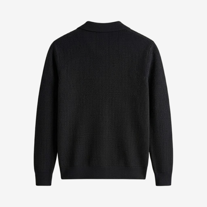 Polo da uomo in maglia senza bottoni con scollo a V e maniche lunghe