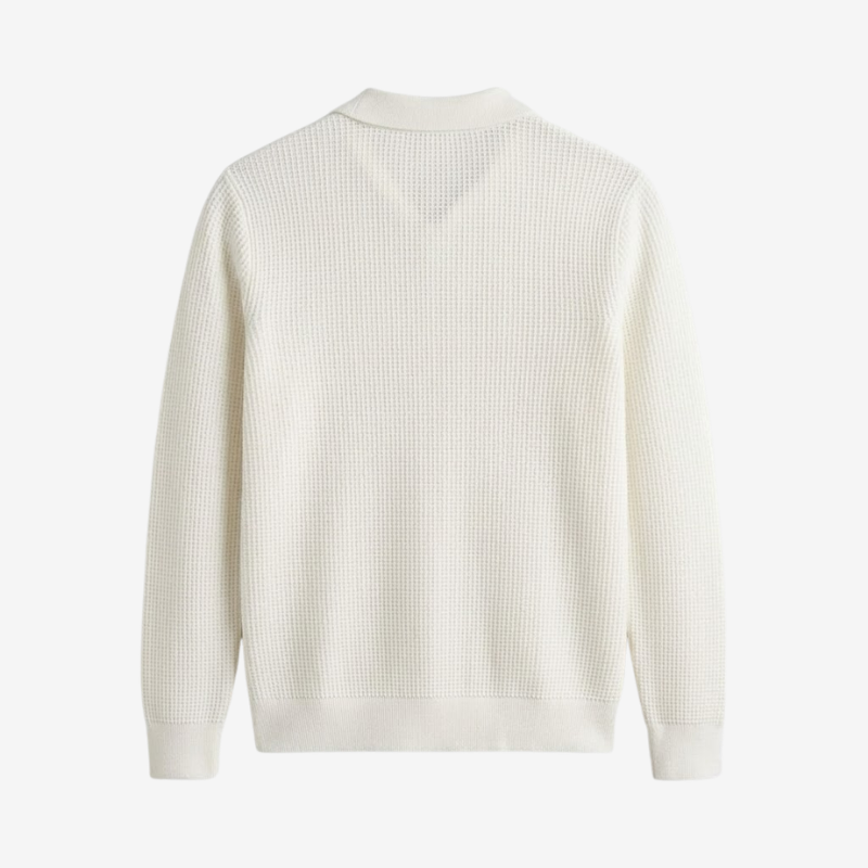 Polo da uomo in maglia senza bottoni con scollo a V e maniche lunghe