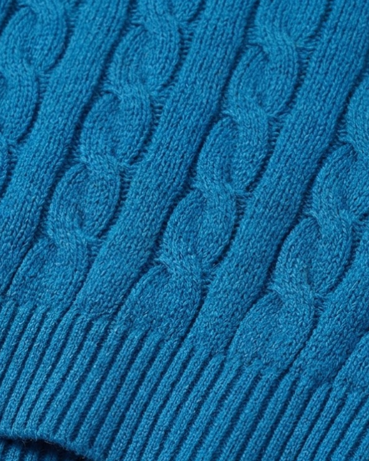 Pullover mit Reißverschlusskragen und Zopfmusterstrick