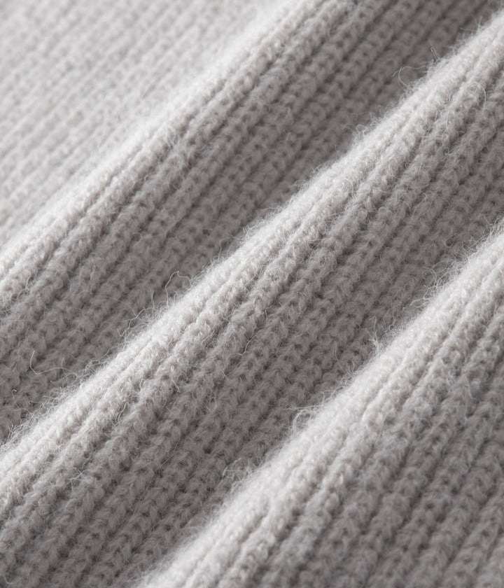 Cardigan da uomo in maglia con zip, texture a coste e collo alto