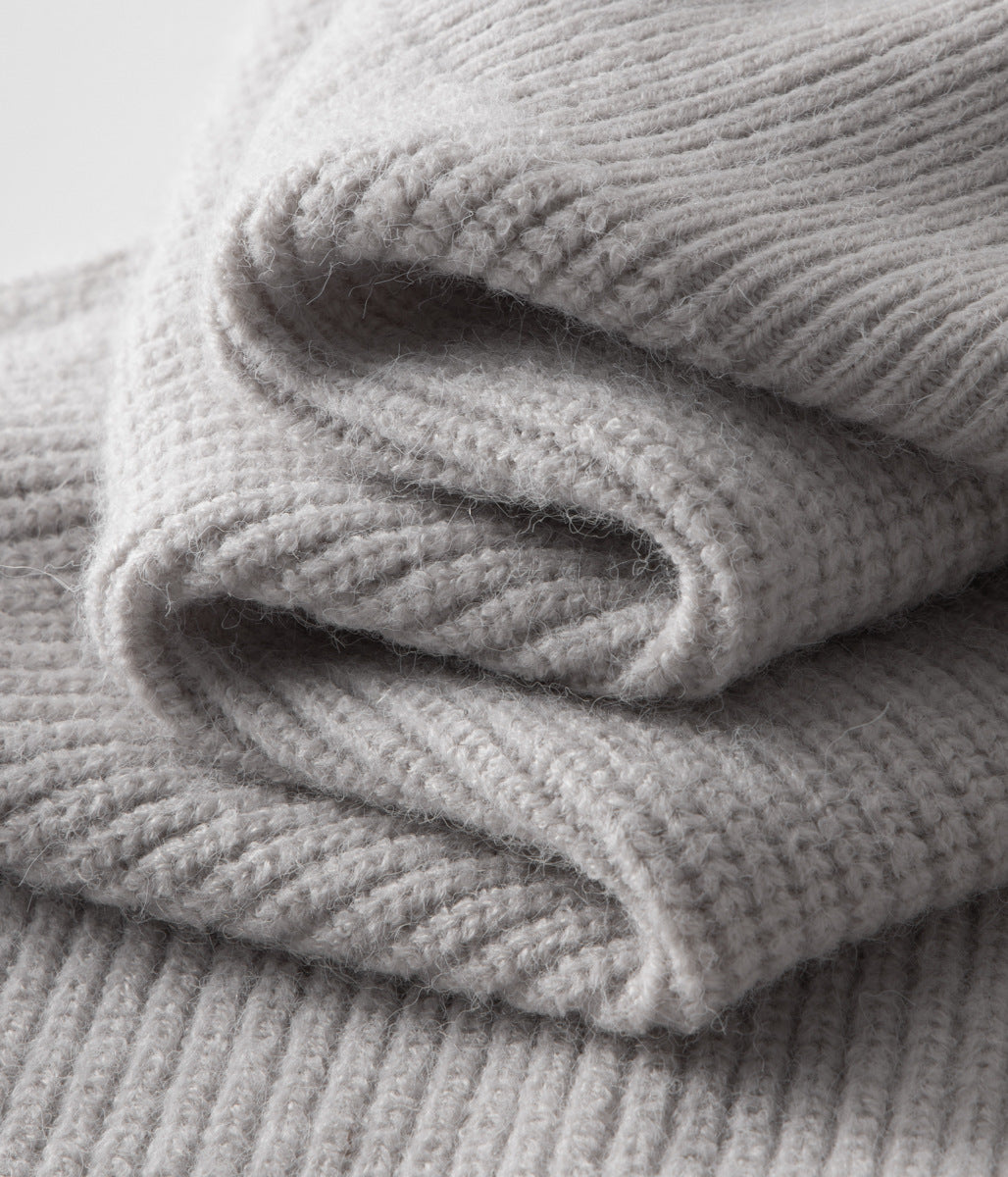Cardigan da uomo in maglia con zip, texture a coste e collo alto
