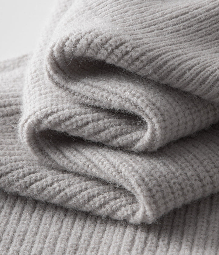 Cardigan da uomo in maglia con zip, texture a coste e collo alto