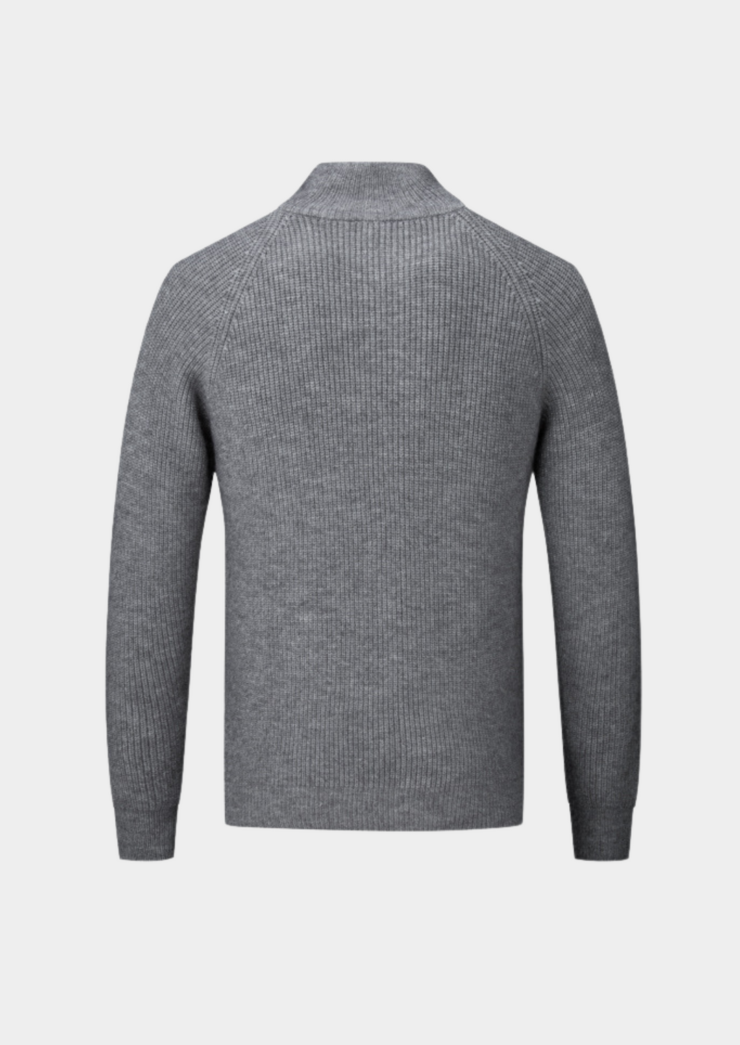 Cardigan da uomo in maglia con zip, texture a coste e collo alto
