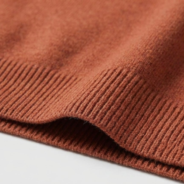 Men's Half-Zip Knit Sweater with Ribbed Trim and Stand Collar