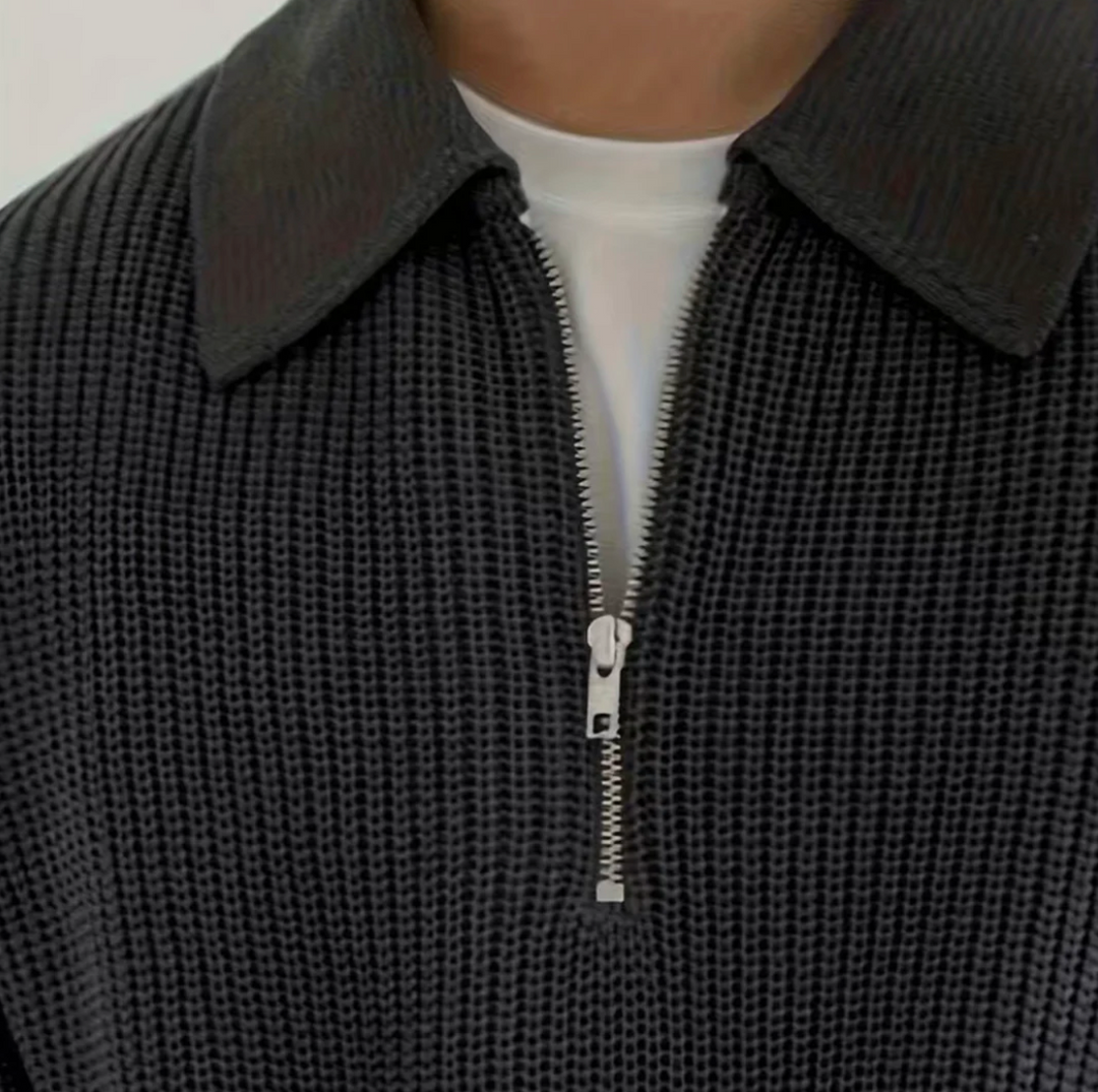 Klassischer Pullover mit Reißverschlusskragen