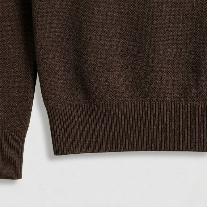 Polo da uomo a maniche lunghe in maglia con colletto abbottonato e bordi a coste
