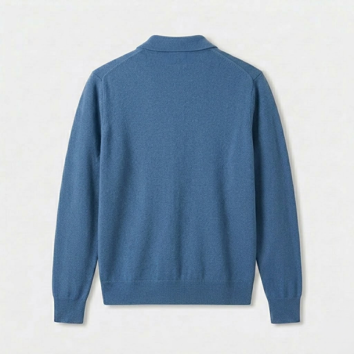 Herrenstrickjacke aus Wollmischung mit Hemdkragen, Knöpfen und langen Ärmeln