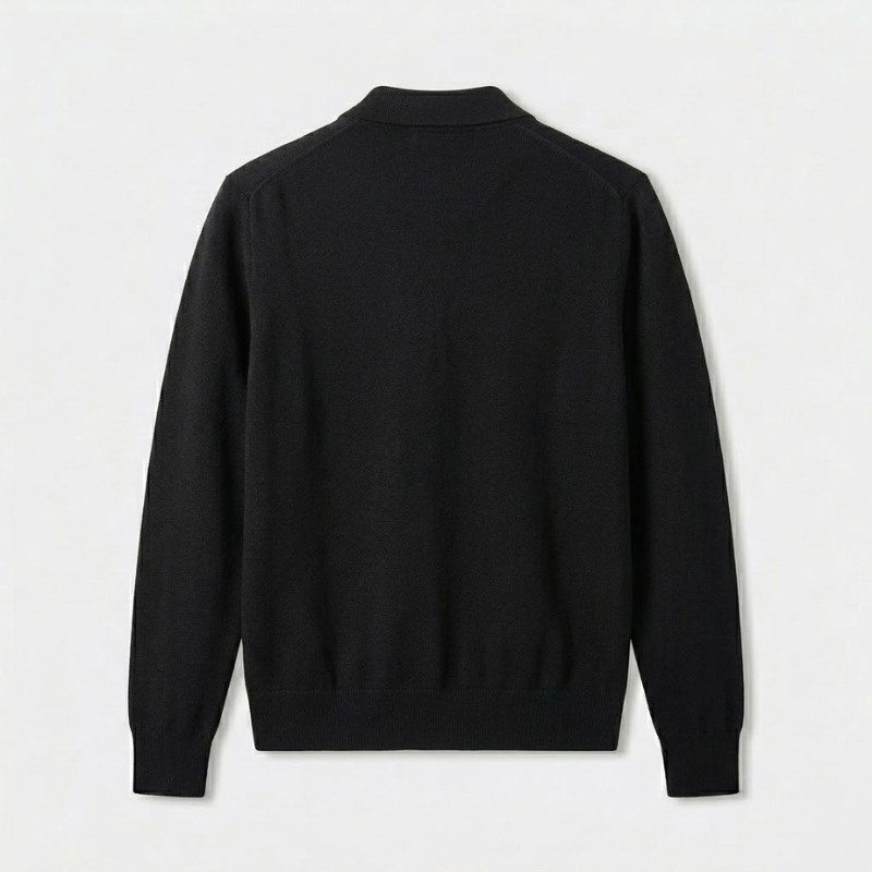 Herrenstrickjacke aus Wollmischung mit Hemdkragen, Knöpfen und langen Ärmeln