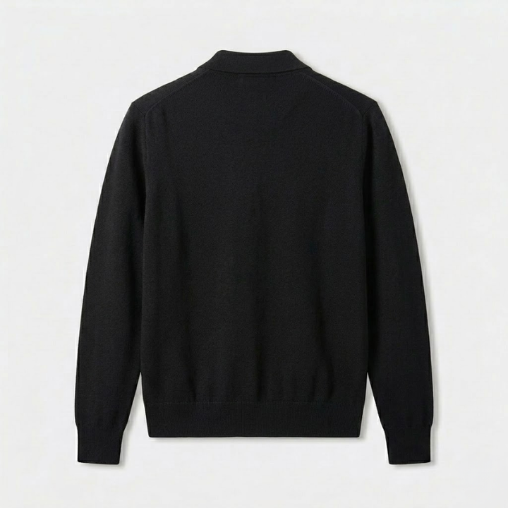 Herrenstrickjacke aus Wollmischung mit Hemdkragen, Knöpfen und langen Ärmeln