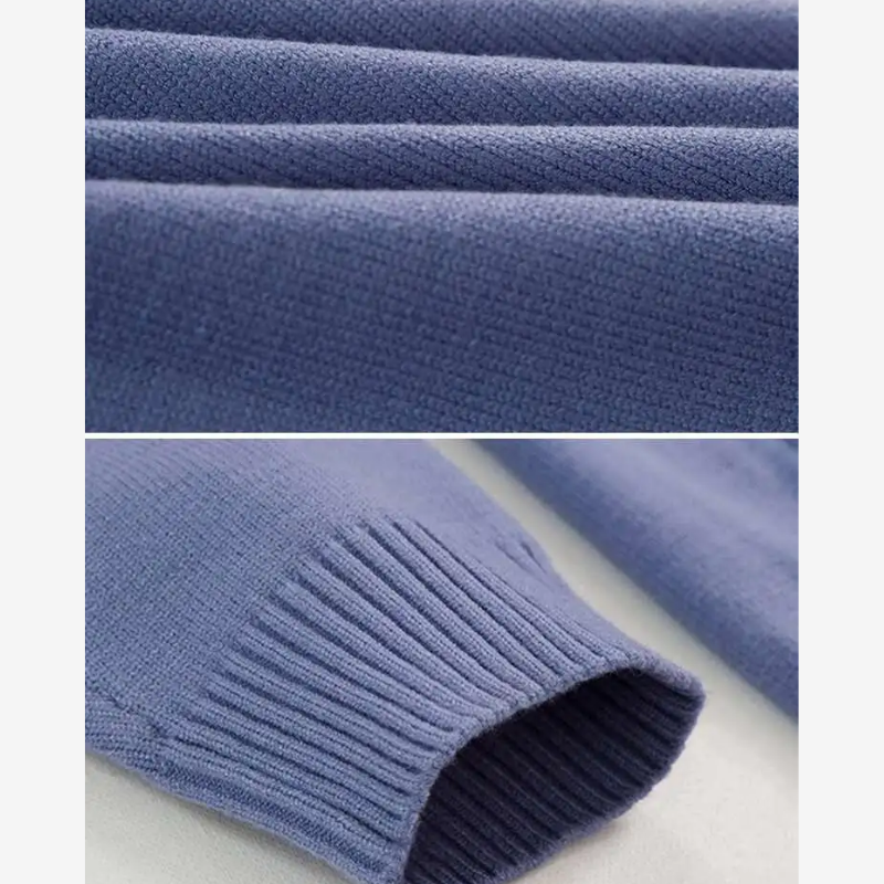 Pull Homme Col Polo en Maille avec Boutons et Bordures Côtelées