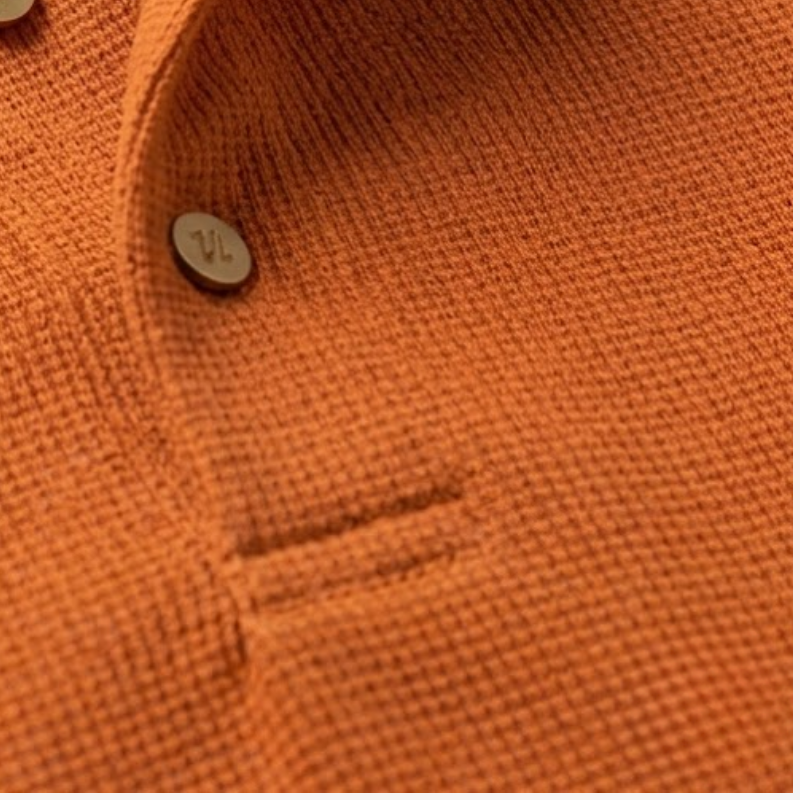 Men’s Long-Sleeve Textured Knit Polo Shirt with Button Placket