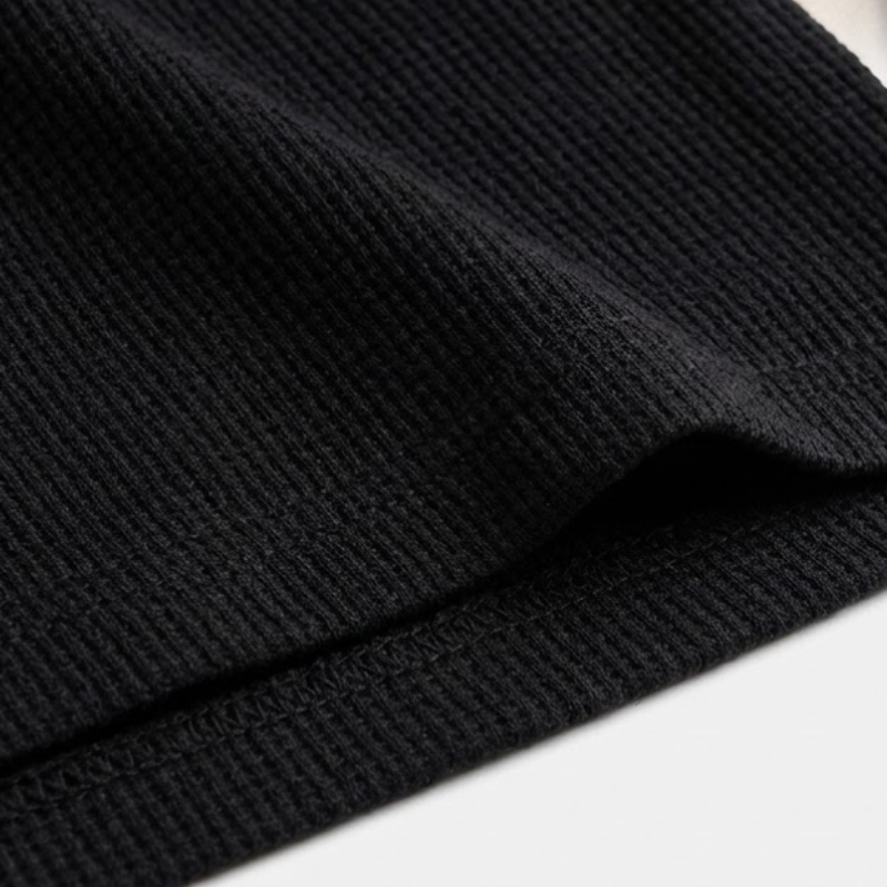 Men’s Long-Sleeve Textured Knit Polo Shirt with Button Placket