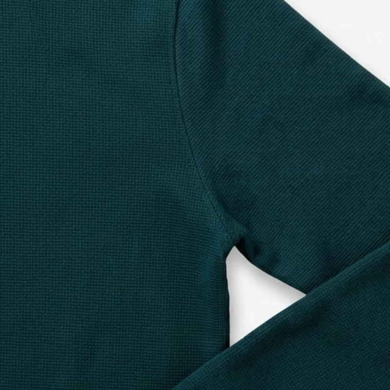 Men’s Long-Sleeve Textured Knit Polo Shirt with Button Placket