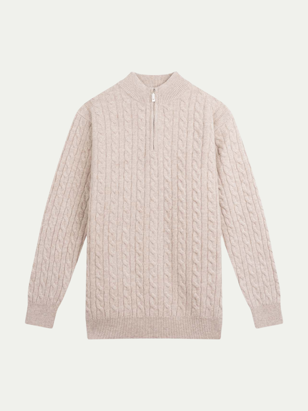 Halvzip-pullover i kashmir- og uldblanding til mænd