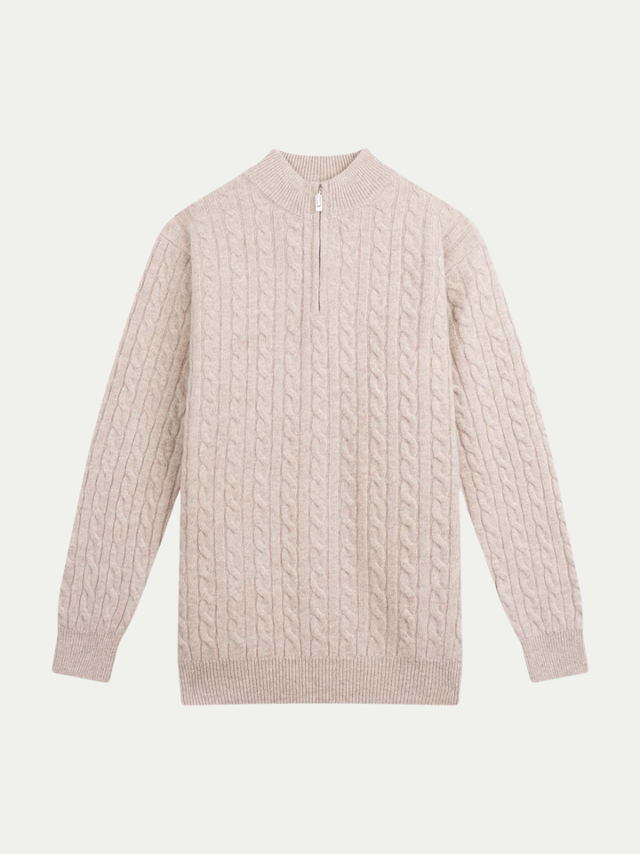 Halvzip-pullover i kashmir- og uldblanding til mænd
