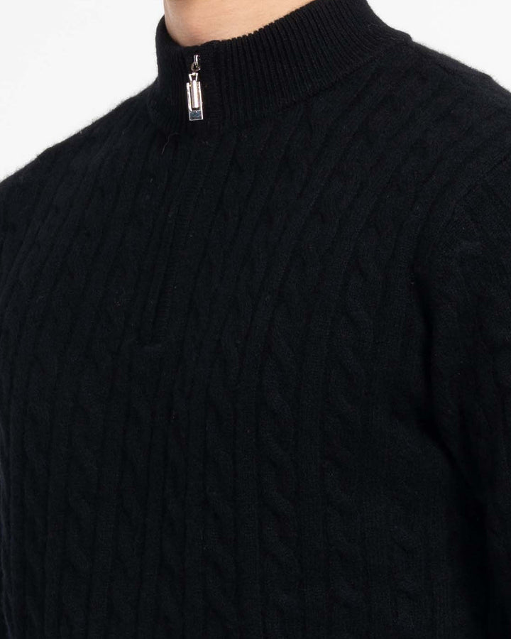 Halvzip-pullover i kashmir- og uldblanding til mænd