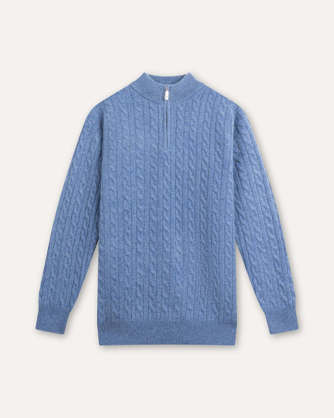 Halvzip-pullover i kashmir- og uldblanding til mænd