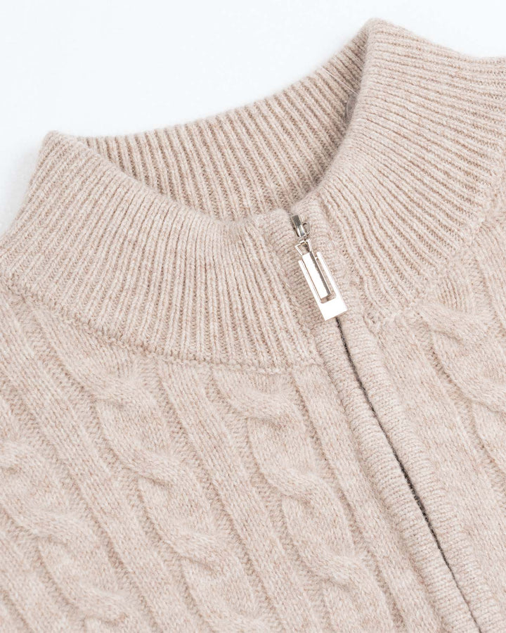 Halvzip-pullover i kashmir- og uldblanding til mænd