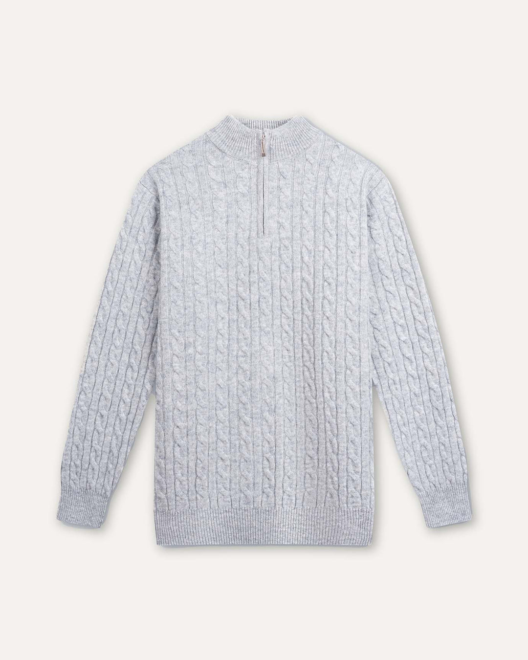 Halvzip-pullover i kashmir- og uldblanding til mænd