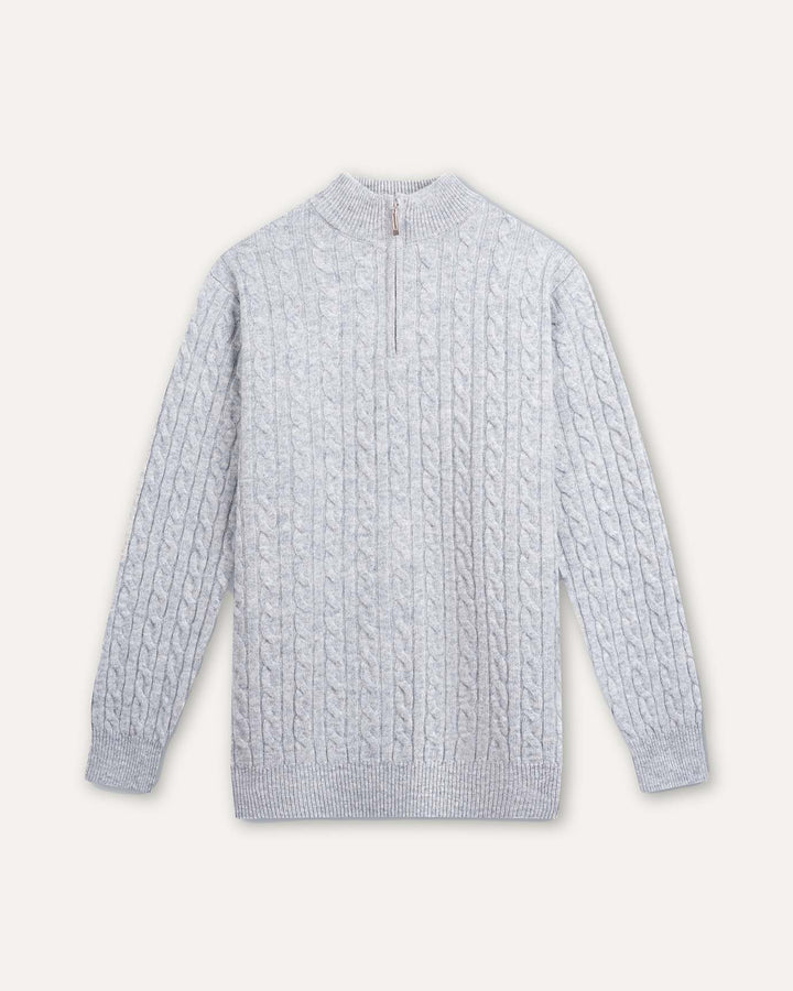 Halvzip-pullover i kashmir- og uldblanding til mænd