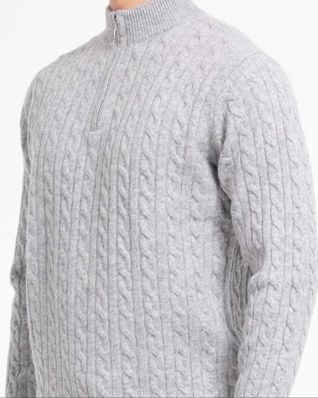 Halvzip-pullover i kashmir- og uldblanding til mænd