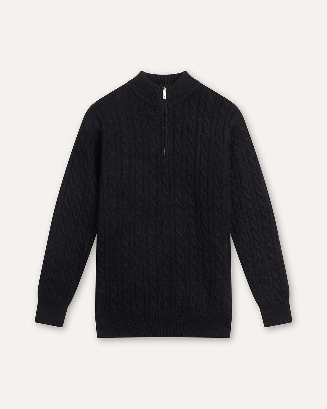 Halvzip-pullover i kashmir- og uldblanding til mænd