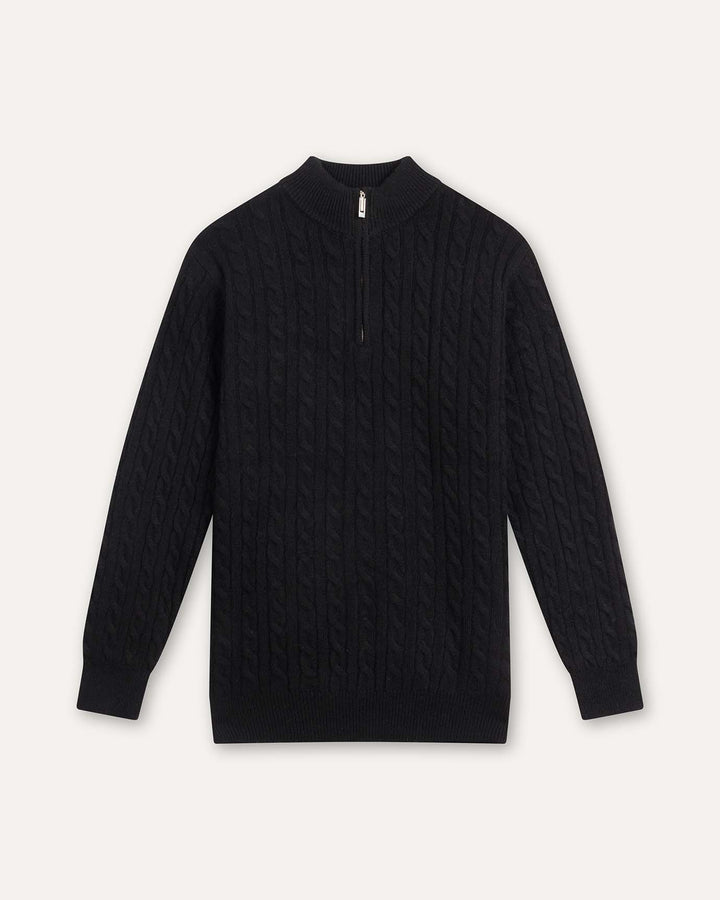 Halvzip-pullover i kashmir- og uldblanding til mænd