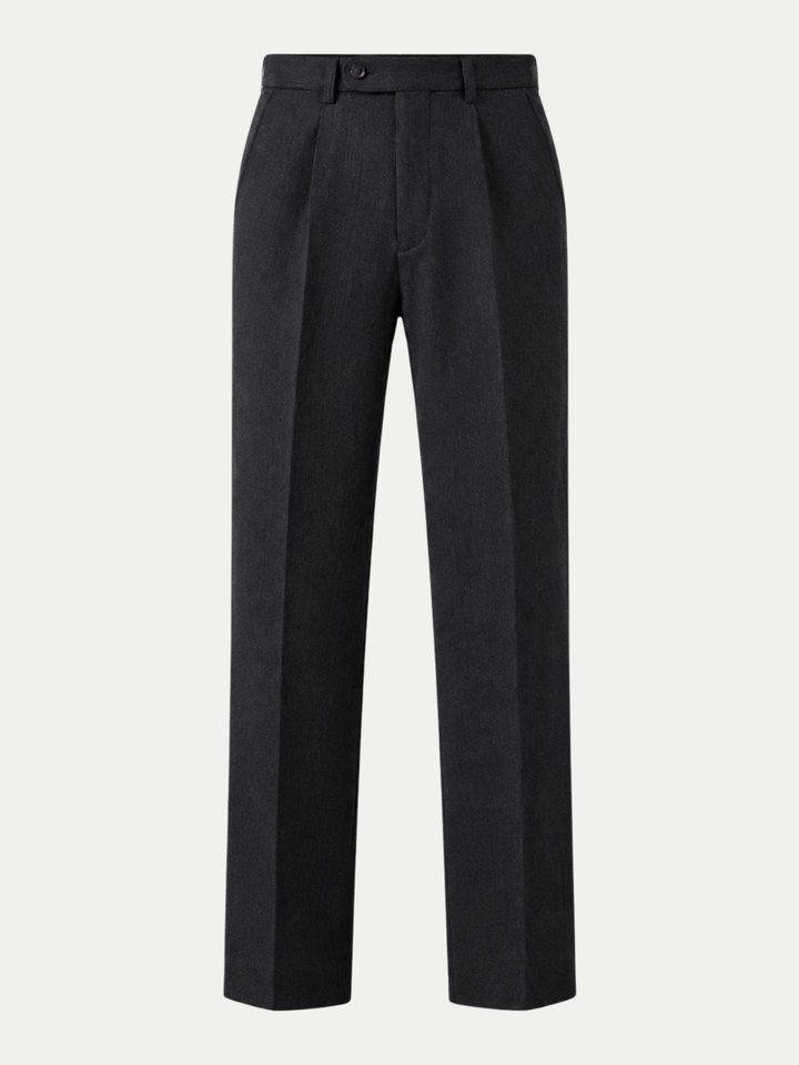 Men's Pull-On Dress Trousers with Straight Leg and Pleated Front