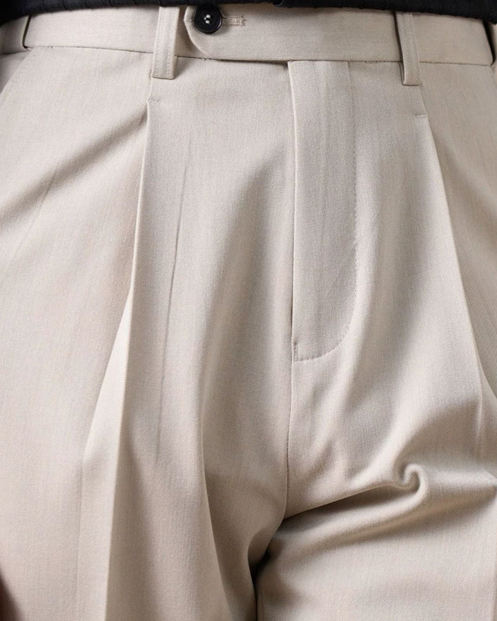 Men's Pull-On Dress Trousers with Straight Leg and Pleated Front