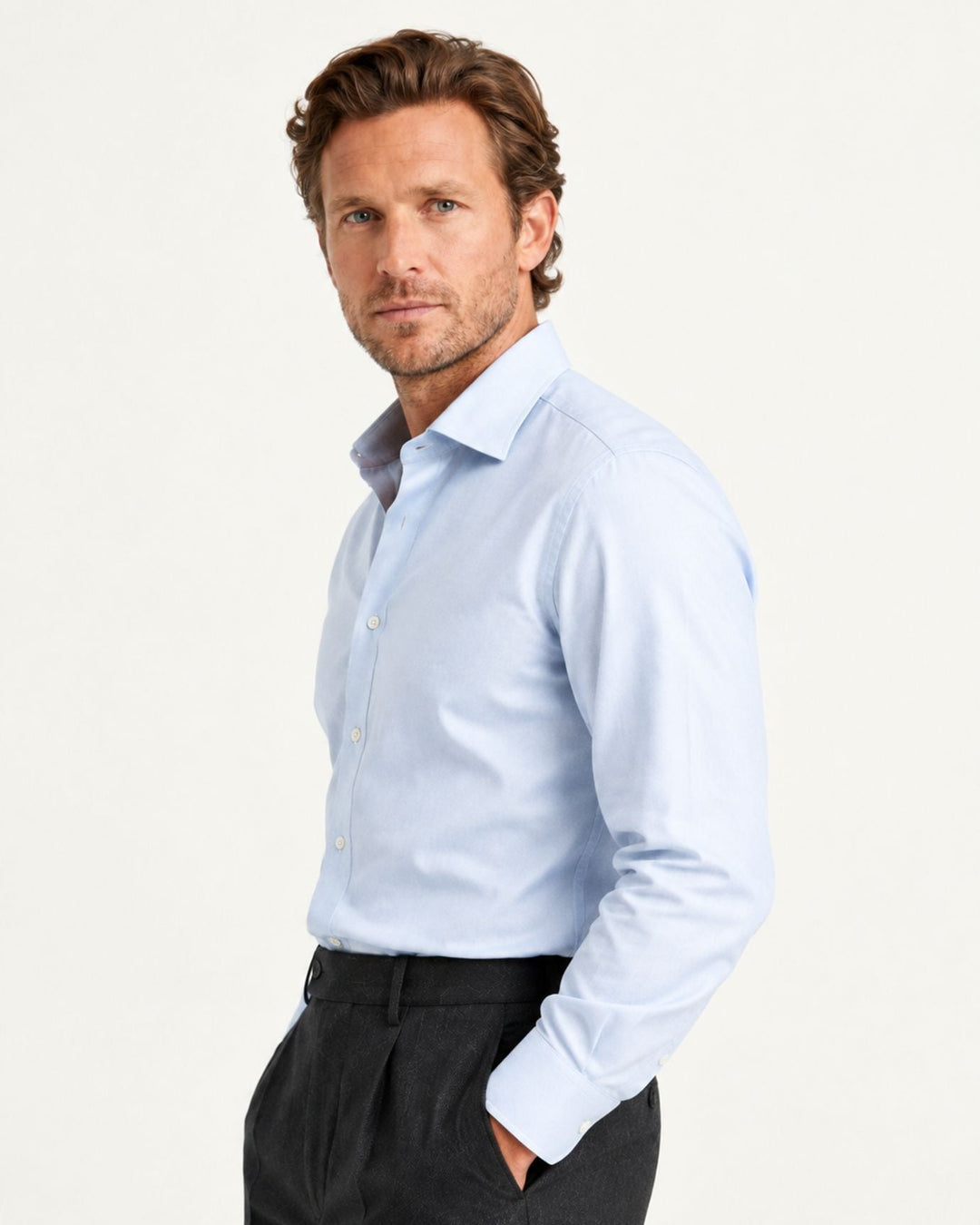 Men's Pull-On Dress Trousers with Straight Leg and Pleated Front