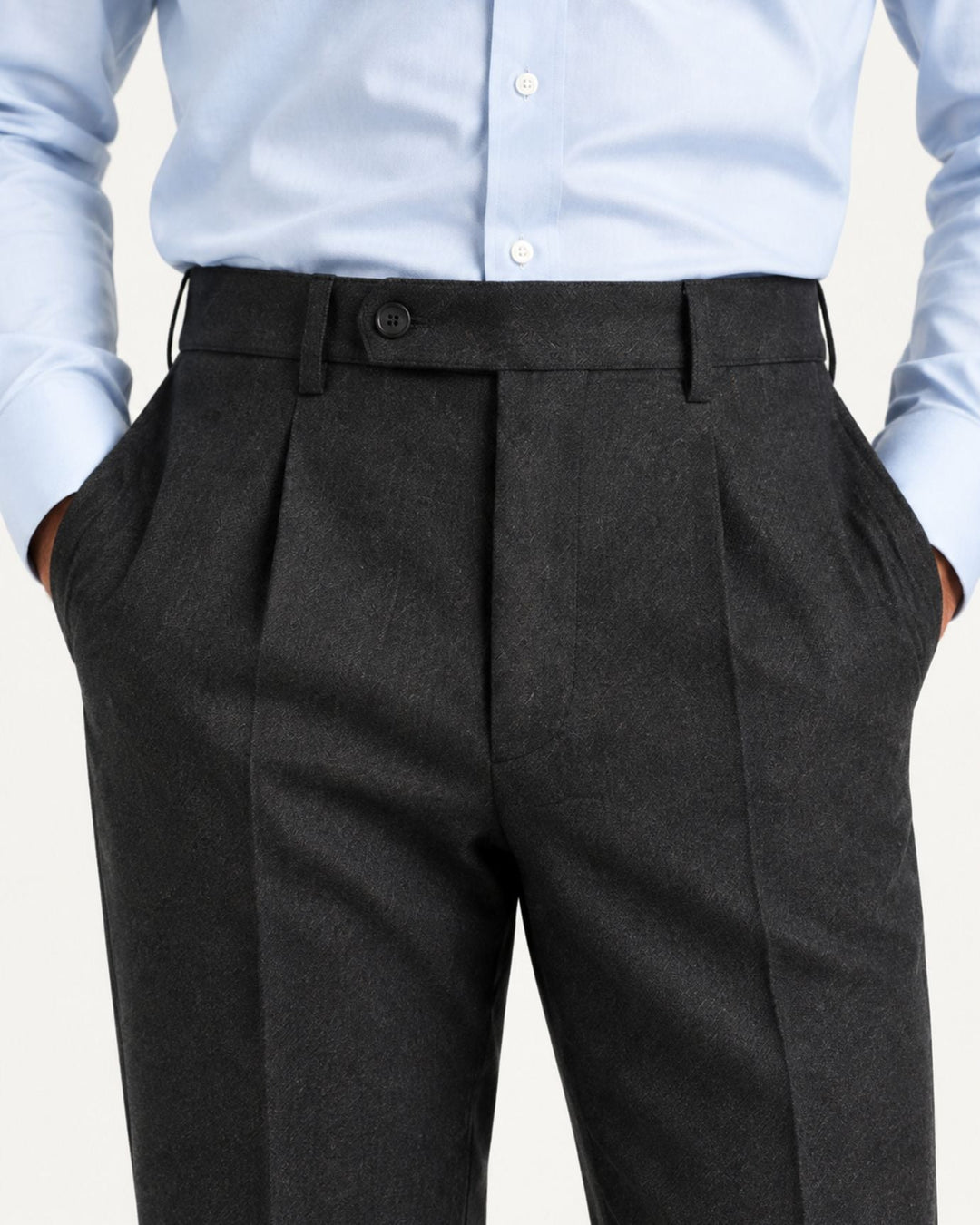 Men's Pull-On Dress Trousers with Straight Leg and Pleated Front