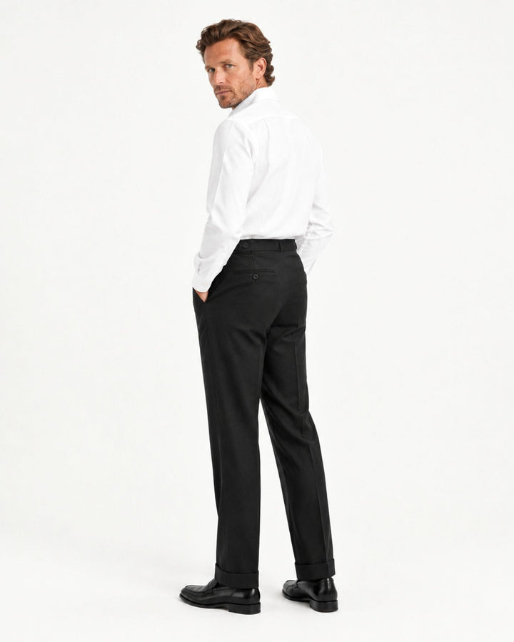 Men's Slim-Fit Dress Trousers with Pleated Front and Tapered Leg