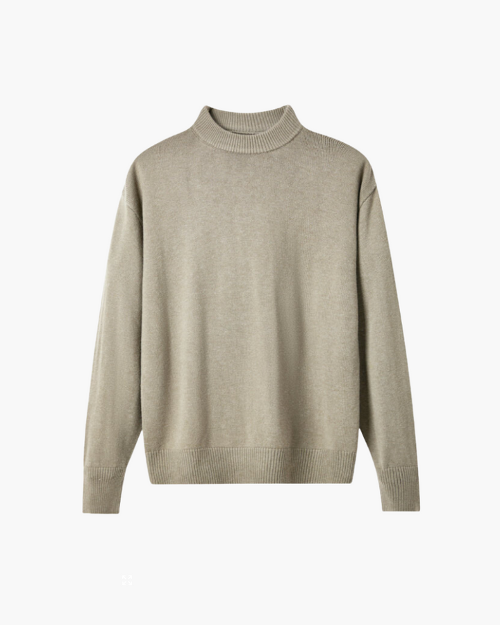 Herrenpullover aus Merinowollmischung mit Stehkragen und Rippbündchen