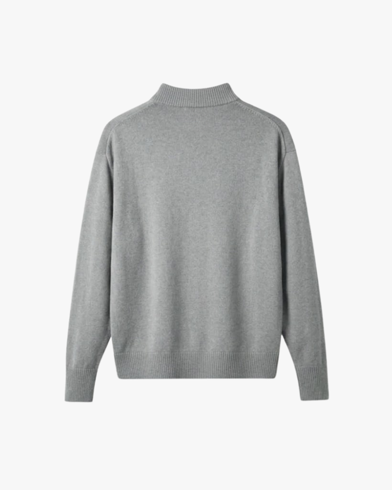 Herrenpullover aus Merinowollmischung mit Stehkragen und Rippbündchen