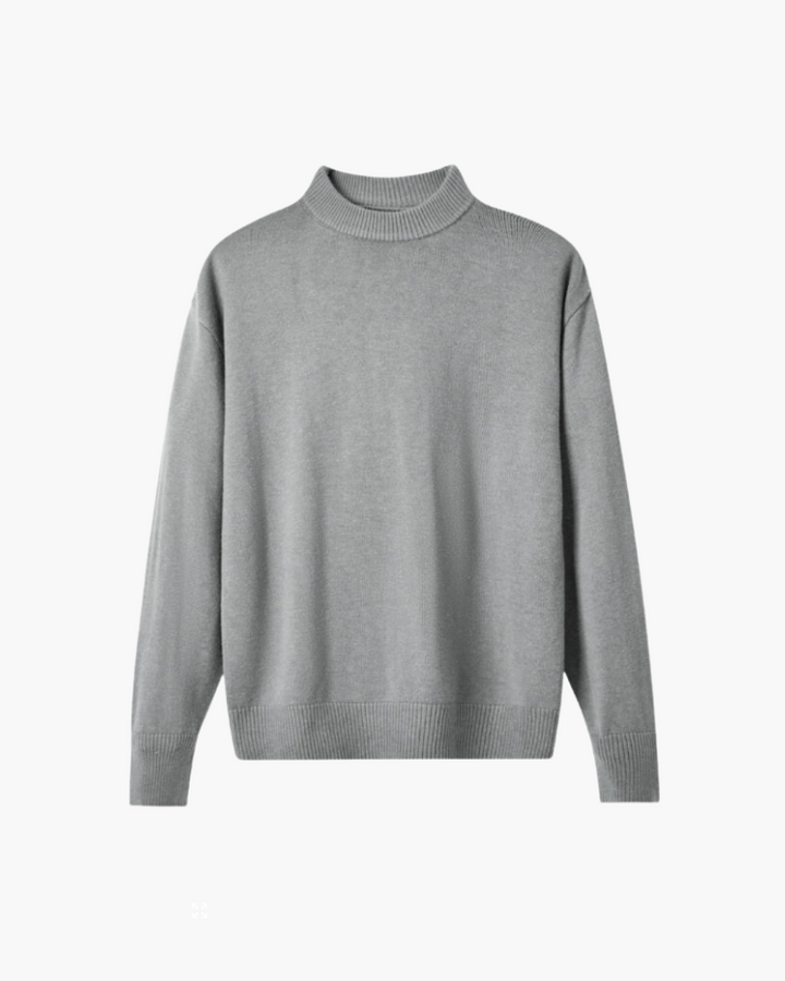 Herrenpullover aus Merinowollmischung mit Stehkragen und Rippbündchen