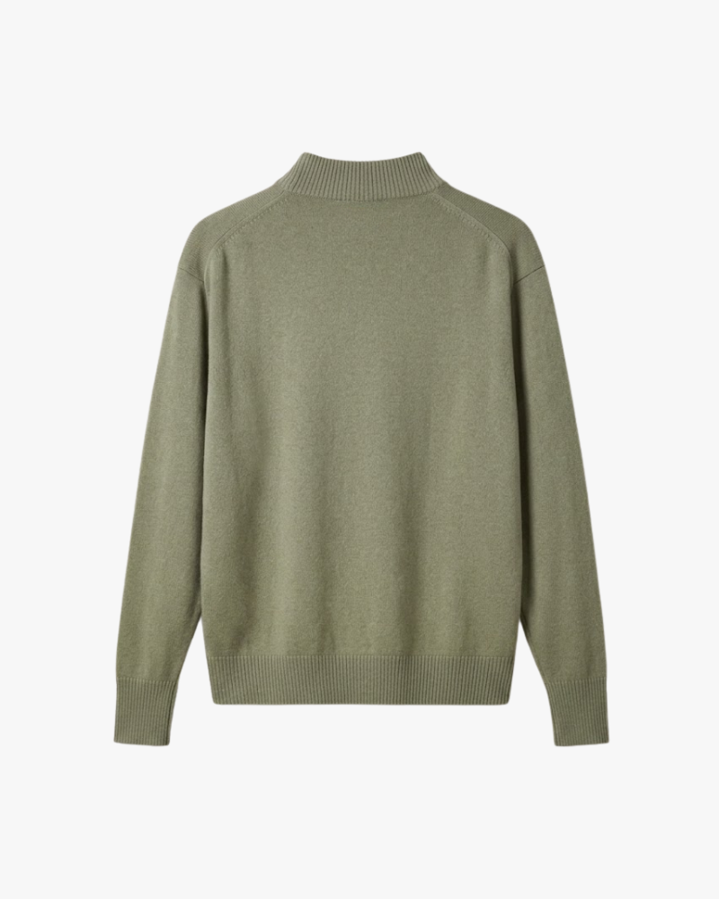 Herrenpullover aus Merinowollmischung mit Stehkragen und Rippbündchen