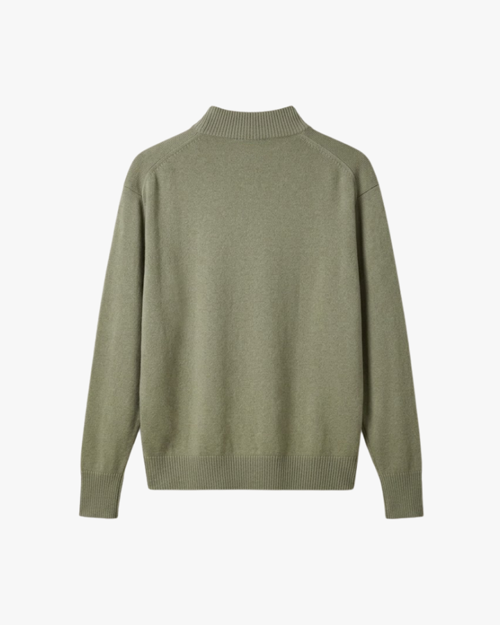 Herrenpullover aus Merinowollmischung mit Stehkragen und Rippbündchen