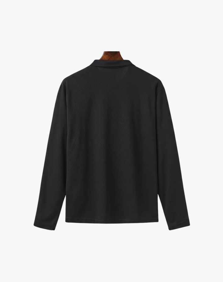 Langarm-Poloshirt für Herren aus Stretch-Strick mit Knopfleiste
