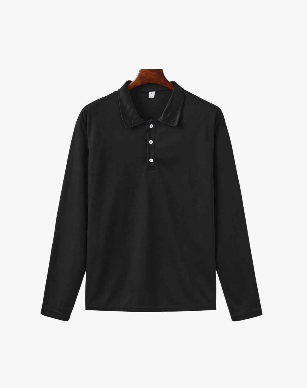Langarm-Poloshirt für Herren aus Stretch-Strick mit Knopfleiste