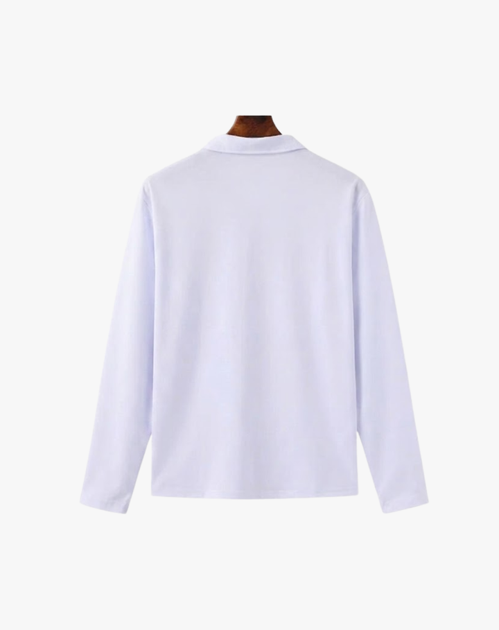 Langarm-Poloshirt für Herren aus Stretch-Strick mit Knopfleiste
