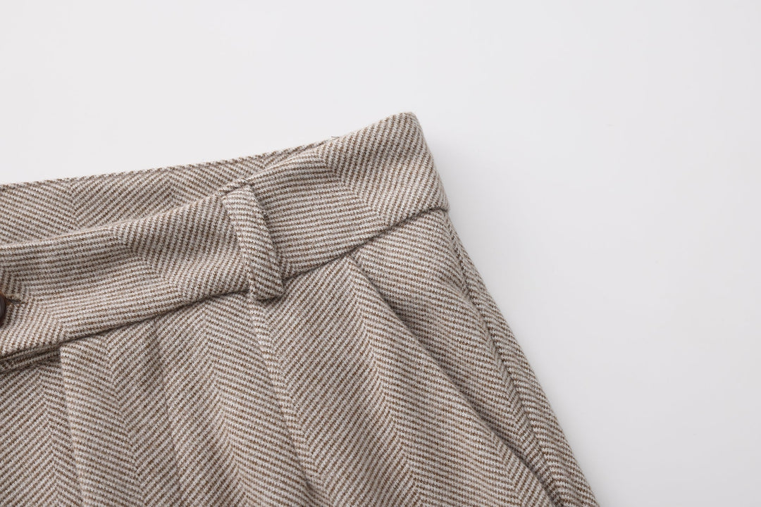 Pantalon Homme à Motif Chevrons avec Jambe Fuselée et Bouton Latéral
