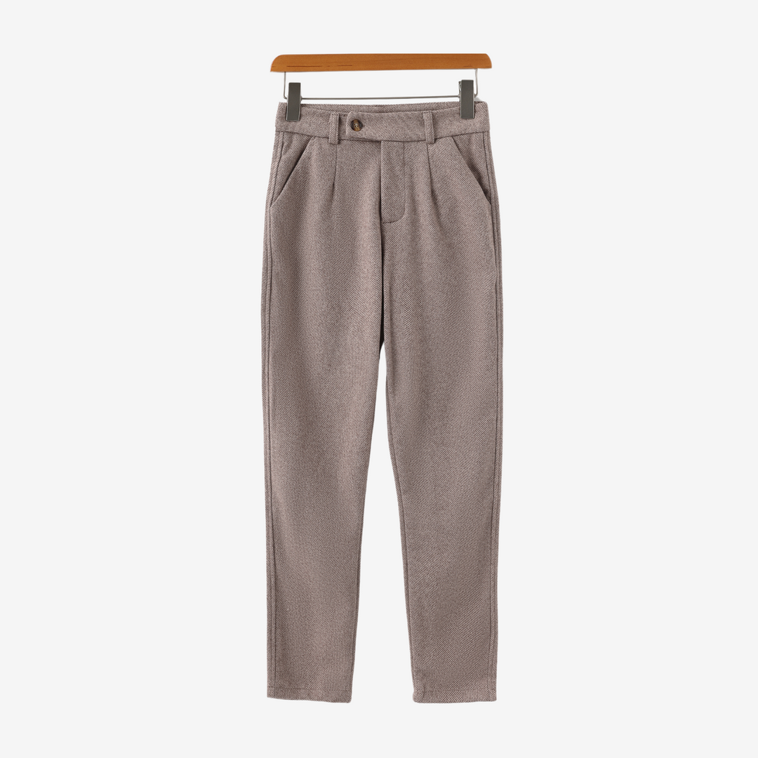 Pantalon Homme à Motif Chevrons avec Jambe Fuselée et Bouton Latéral